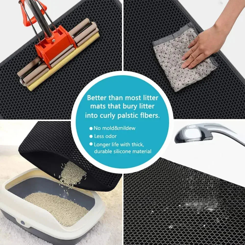 Cat Litter Mat – Non-Slip, Waterproof, Double-Layer Pet Mat for Clean Litter Box