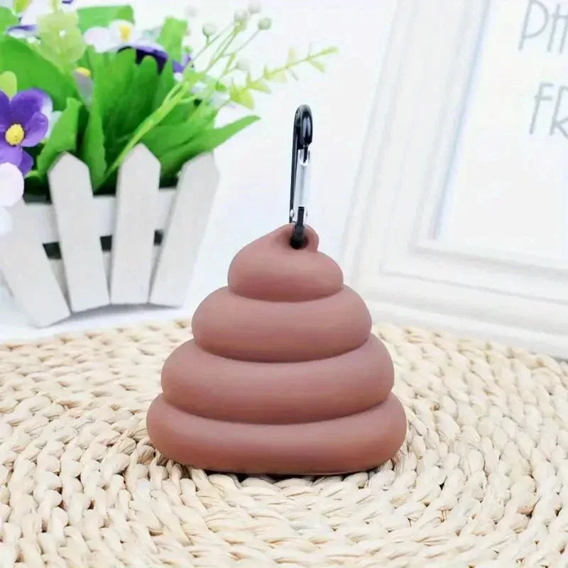 Funny Poop-Shaped Dog Waste Bag Dispenser – Portable Poop Bag Holder with Clip for Leash, Outdoor Walking & Travel