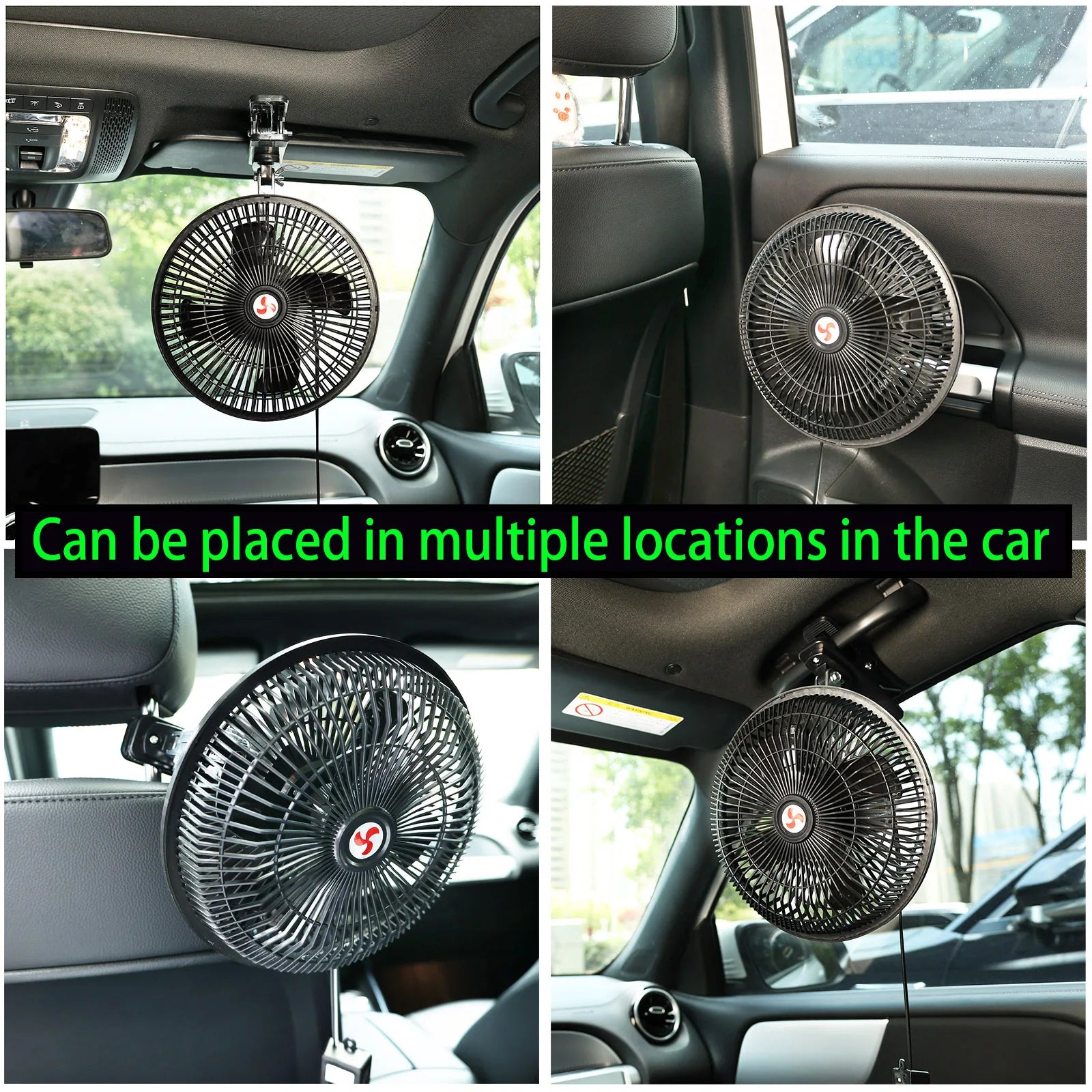 12V 8'' 360° Rotatable Car Cooling Oscillating Fan – Clip-On Ceiling Electric Travel Fan for Summer Auto Cooling
