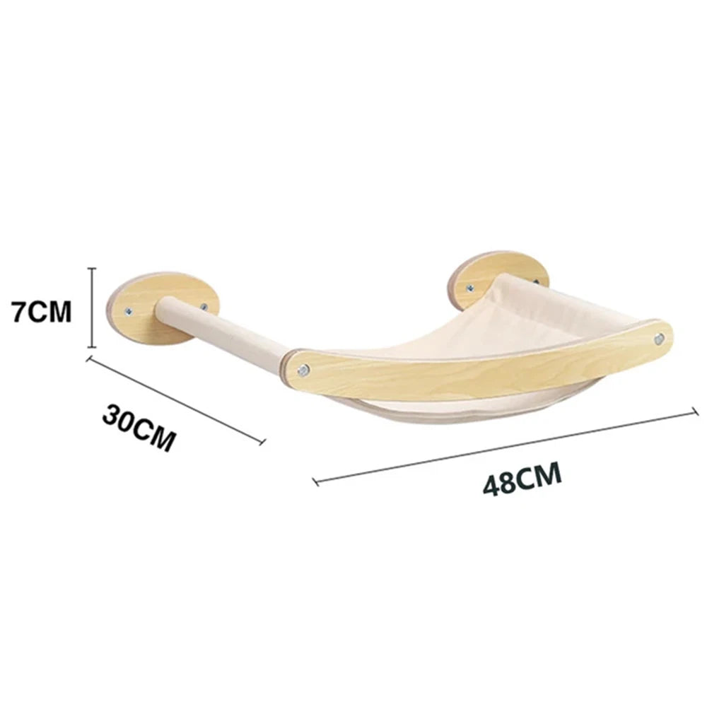 🐾 Wall-Mounted Cat Climbing Rope with Solid Wooden Pedals – Indoor Kitten Training & Claw Grinding Furniture