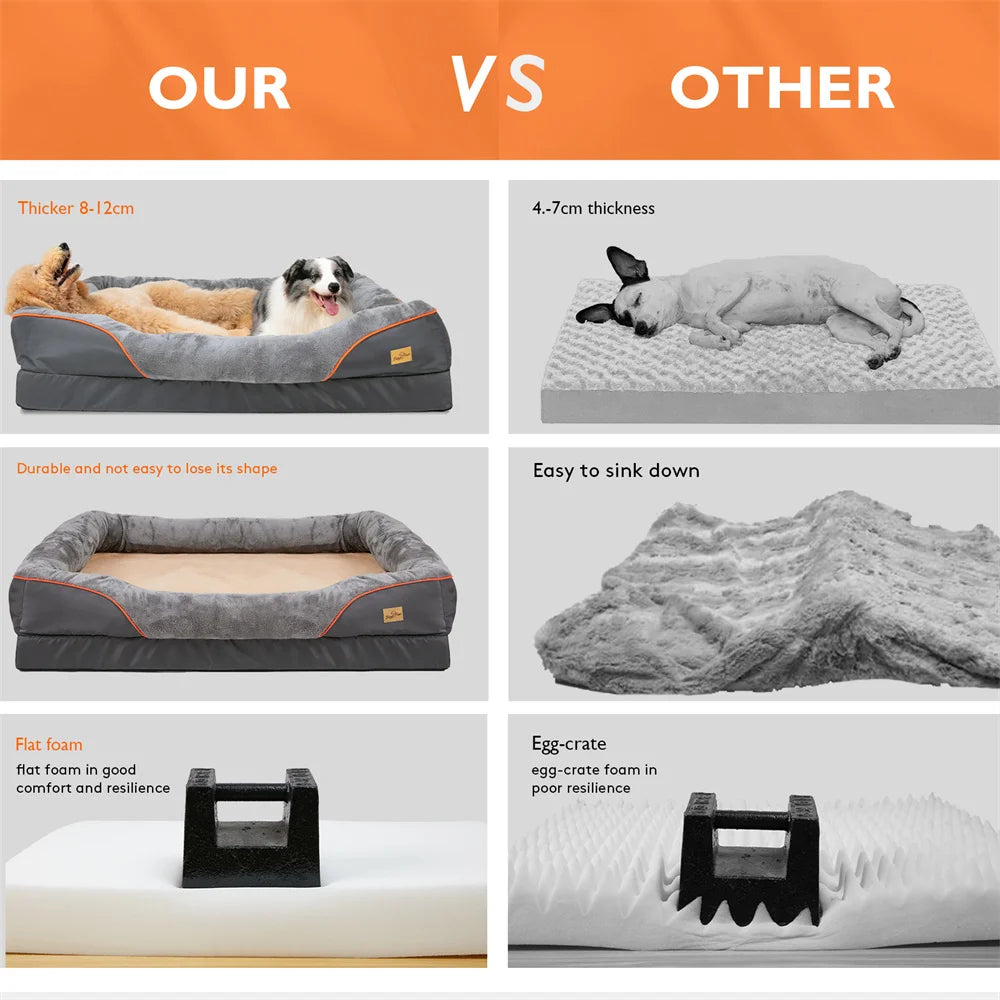 Jumbo Orthopedic Dog Bed with Memory Foam – Waterproof Pet Sofa Couch with Removable Cover & Bolsters