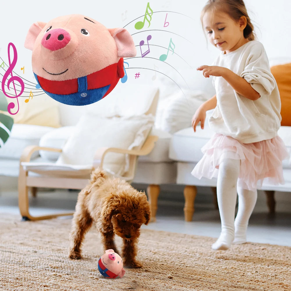Electronic Bouncing Music Dog Ball – Plush Interactive Chew Toy 🎶🐾