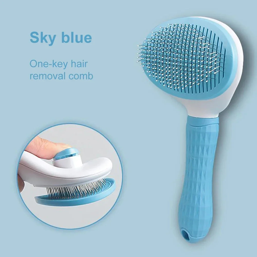 Pet Hair Remover Brush 🐾 Grooming Comb for Long-Haired Dogs & Cats