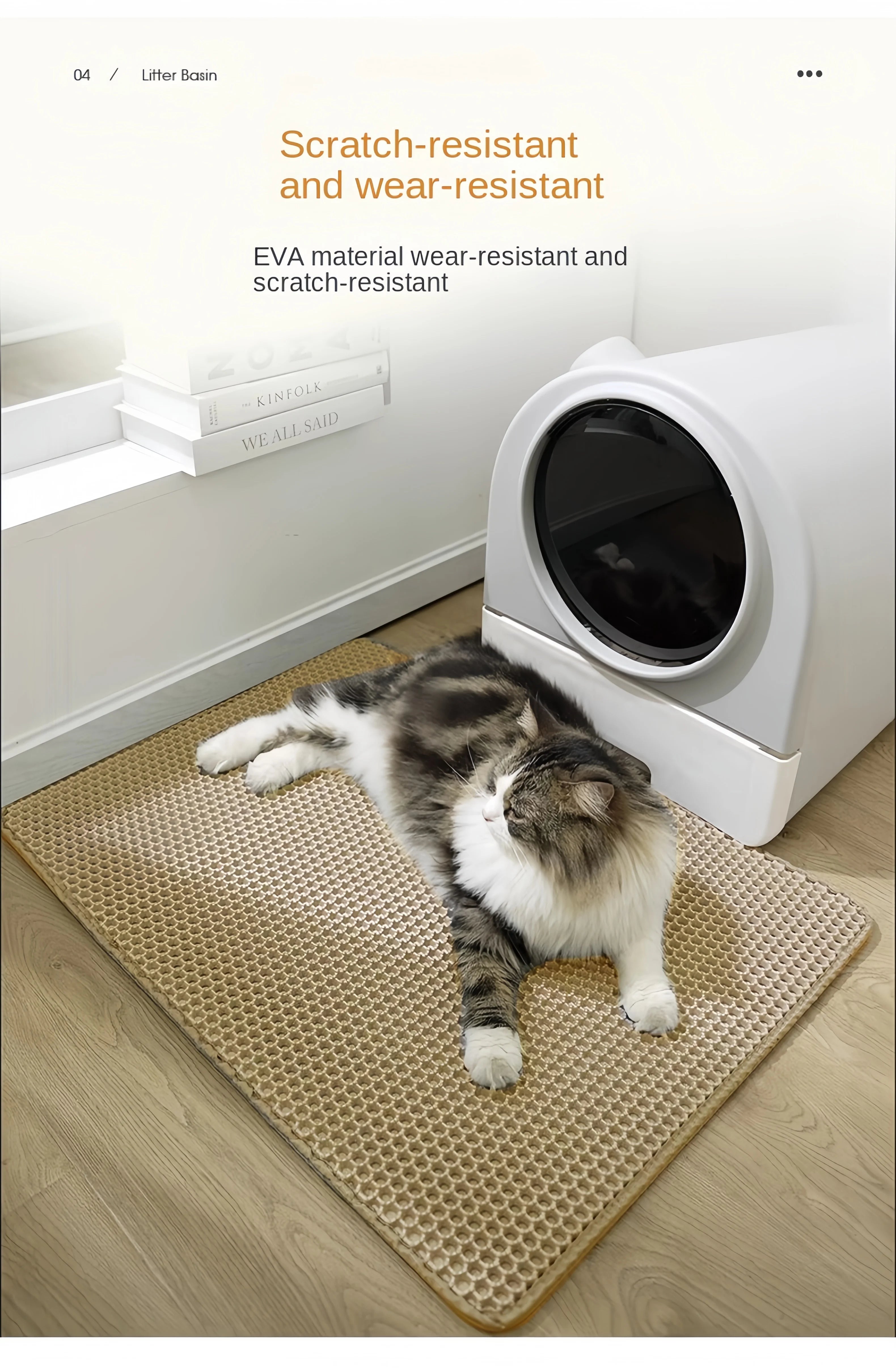 90x60CM Waterproof Double Layer Cat Litter Mat – Non-Slip, Washable Pet Litter Box Mat for Easy Clean-Up