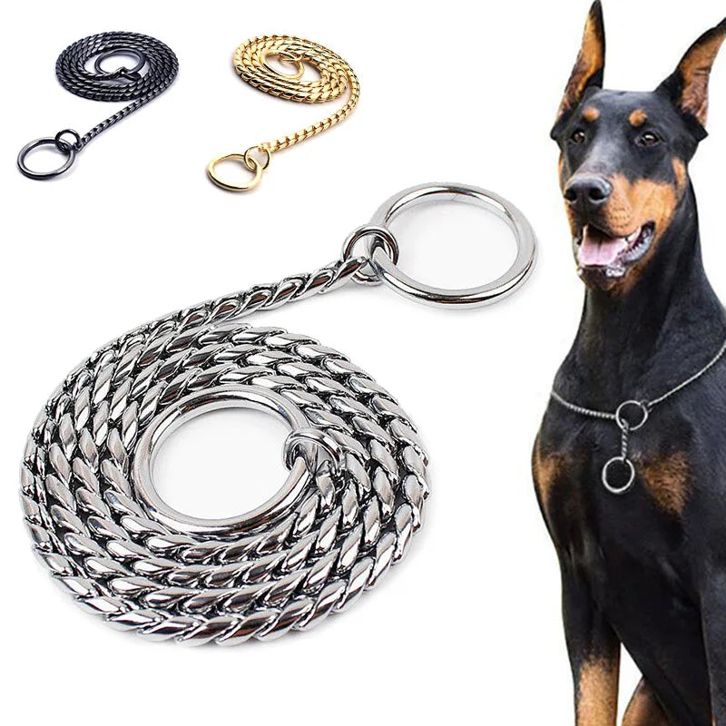 Gold & Silver Dog Chain Collar – Heavy Duty Slip Training Collar