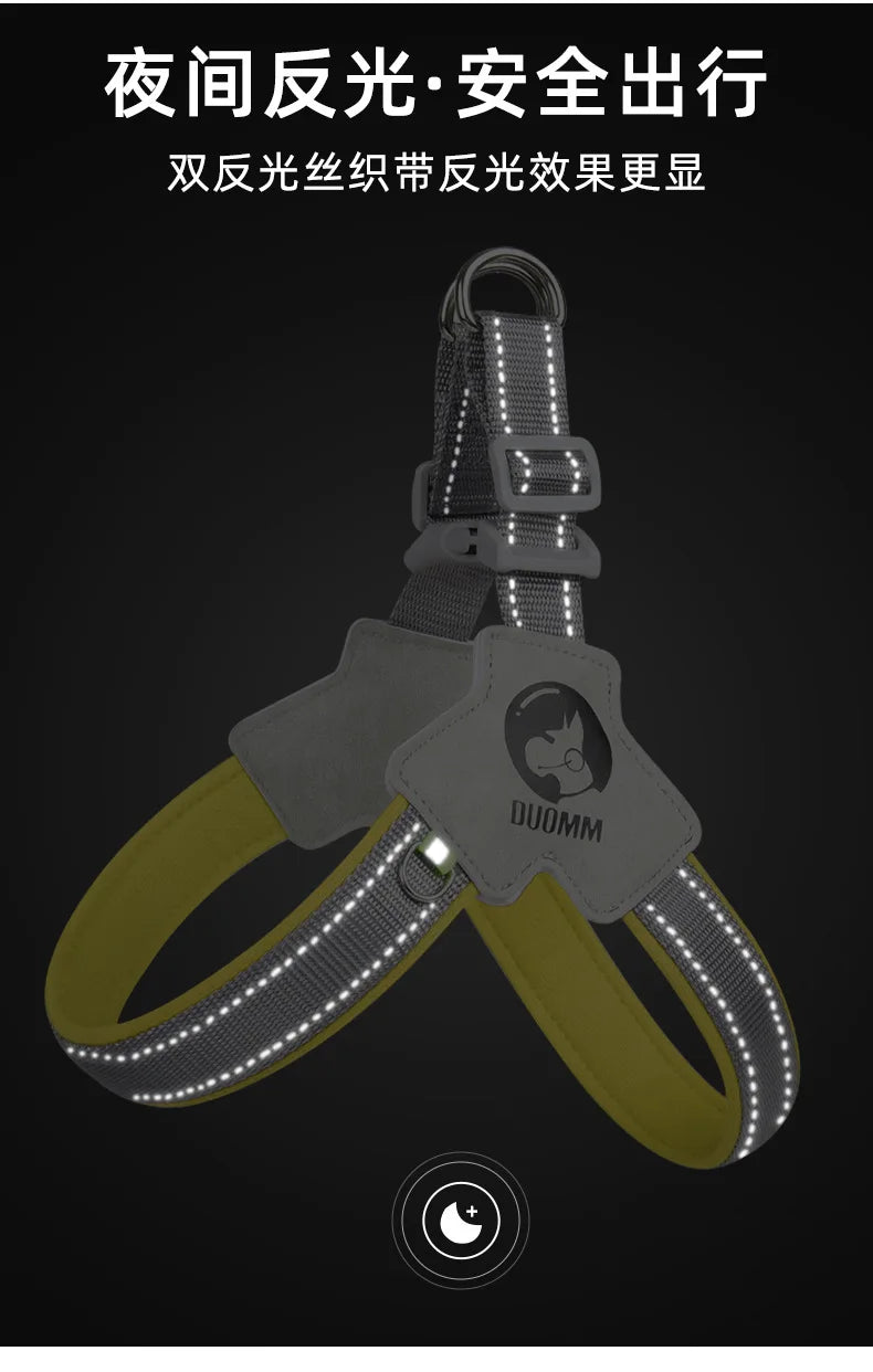 🐶 Adjustable Reflective Mesh Dog Harness – Pet Vest for Small & Large Dogs and Cats