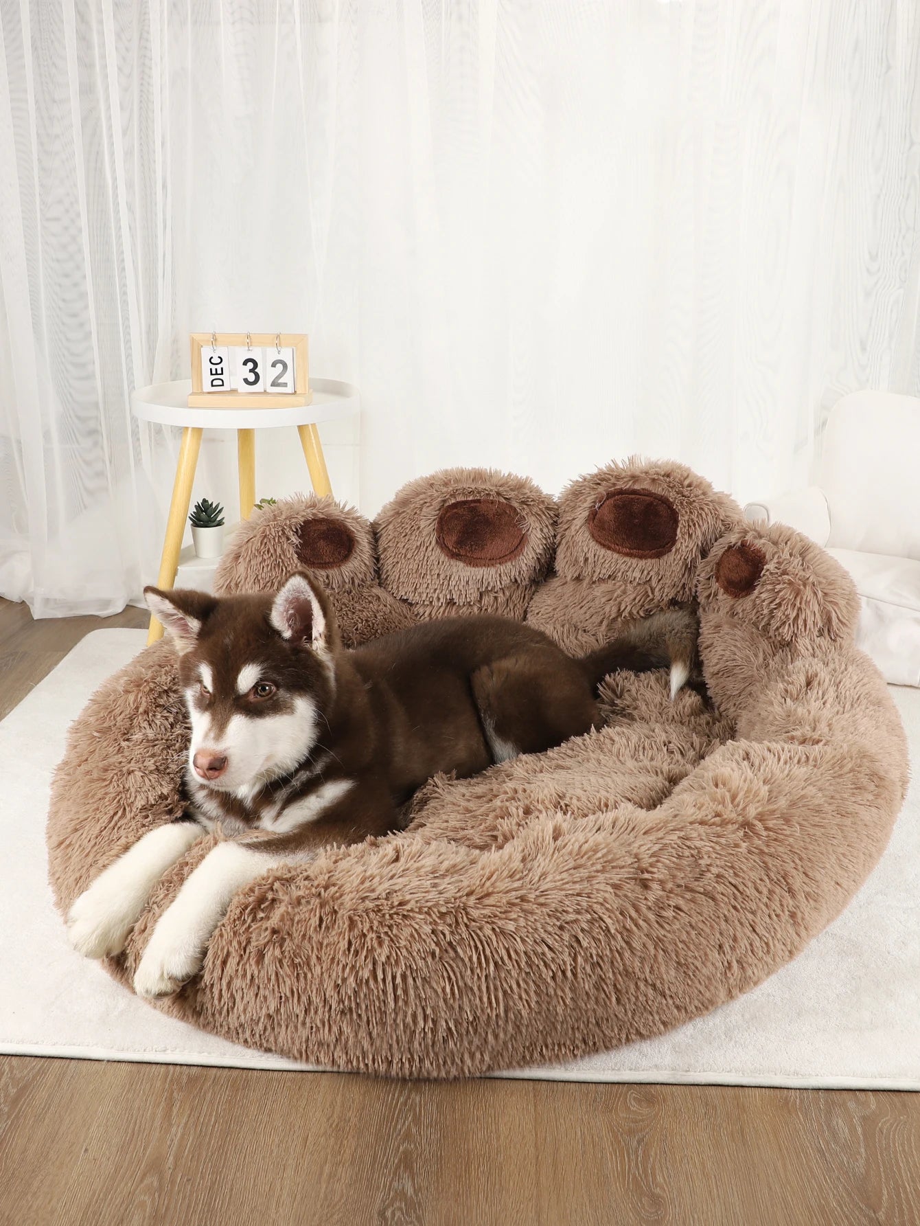 Cute Bear Paw Dog & Cat Bed – Soft Fluffy Pet Sofa Bed for Small to Large Pets