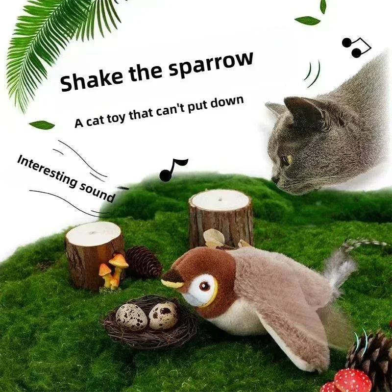 Rechargeable Flying Bird Cat Toy – Chirping & Flapping