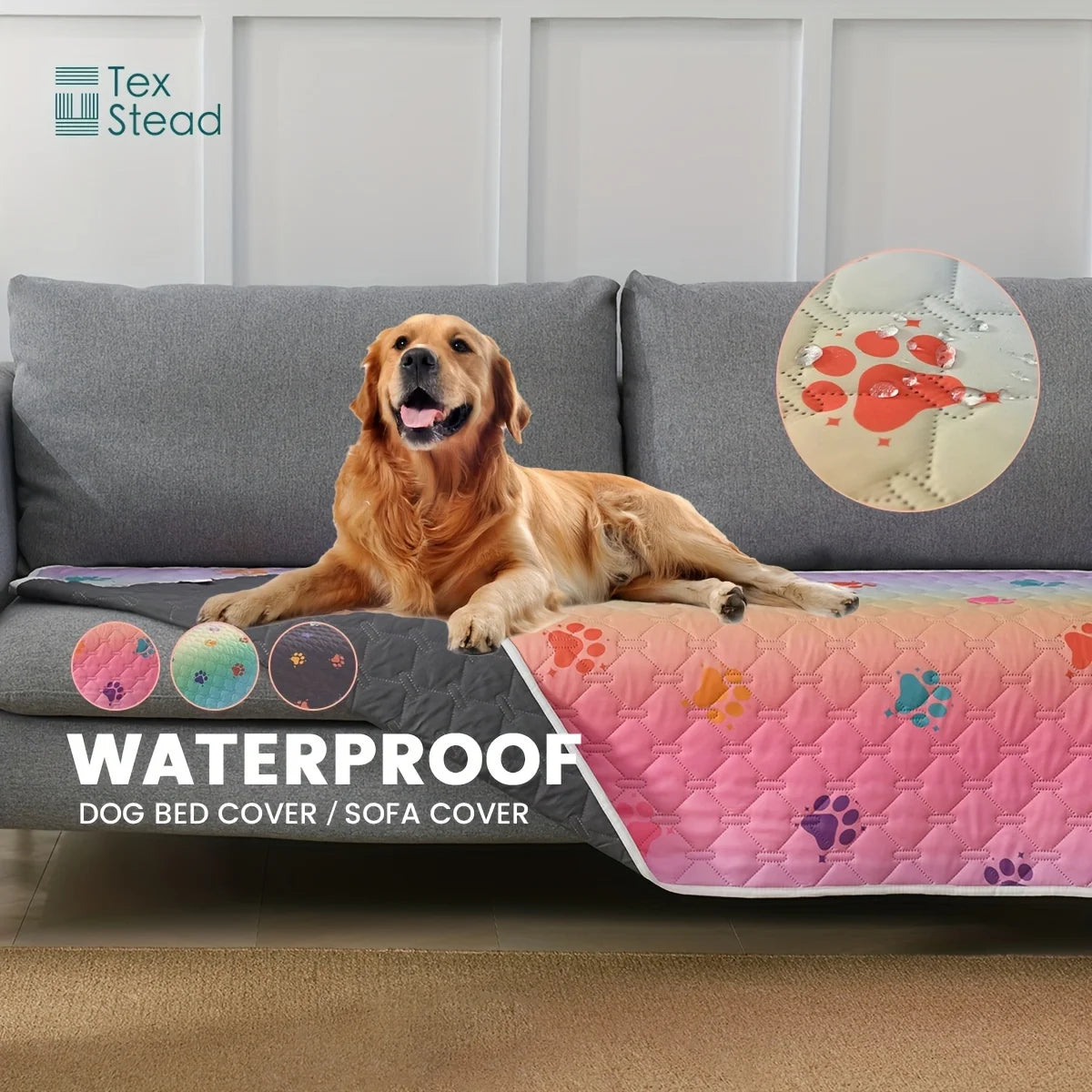 Anti-Leakage Reversible Dog Bed Cover – Washable Paw Print Camping & Changing Pad for Pets & Kids