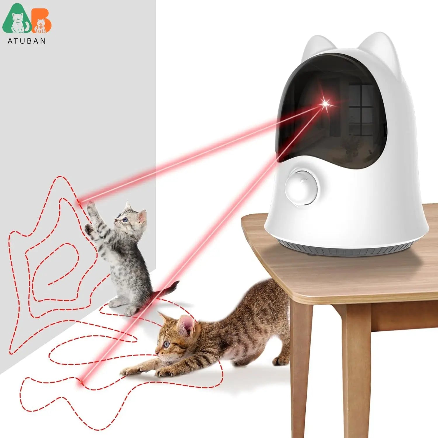 ATUBAN Rechargeable Laser Cat Toy – Random Trajectory Interactive Laser Teaser
