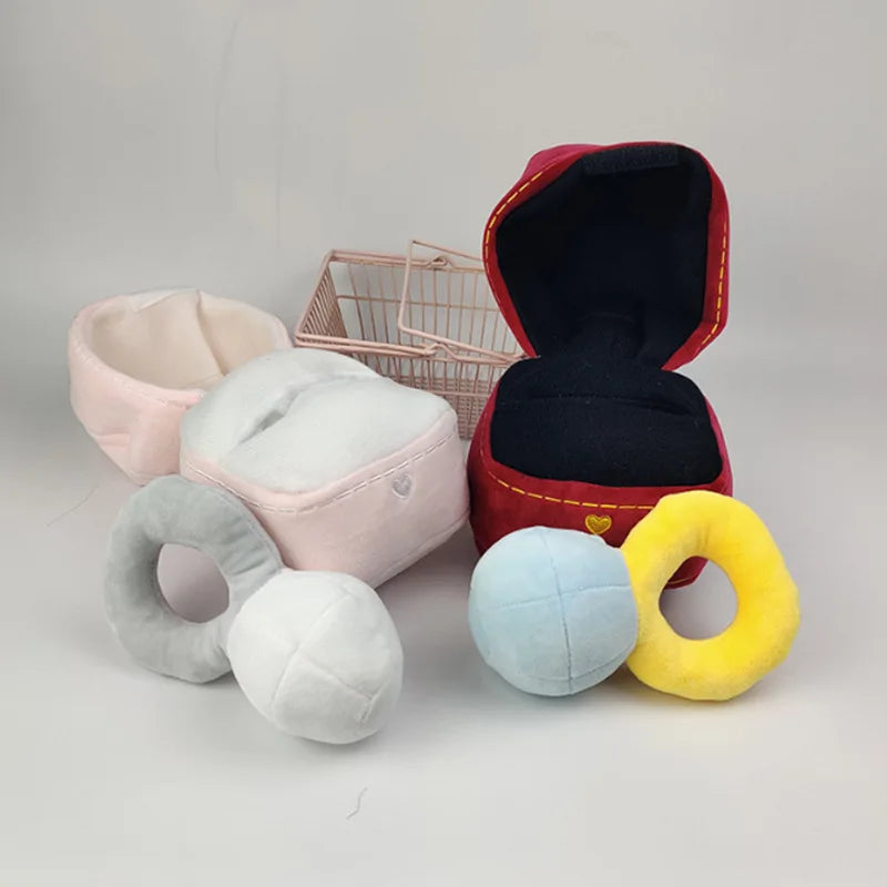 Big Diamond & Ring Box Plush Dog Toy – Cute Creative Engagement Ring Set for Dogs & Puppies