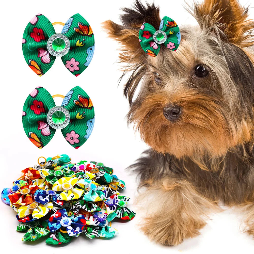 Dog Hair Bows 🎀 20pcs Summer Diamond Grooming Acce