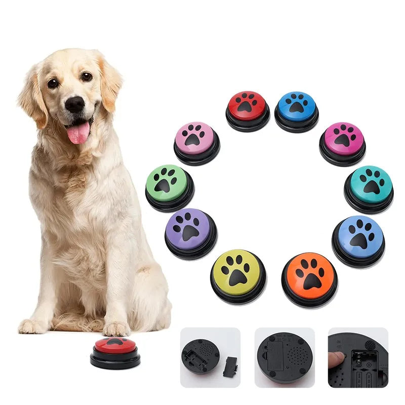 🎤 Pet Communication Button – Recordable Talking Training Toy with Cute Claw Print Design 🐾💡