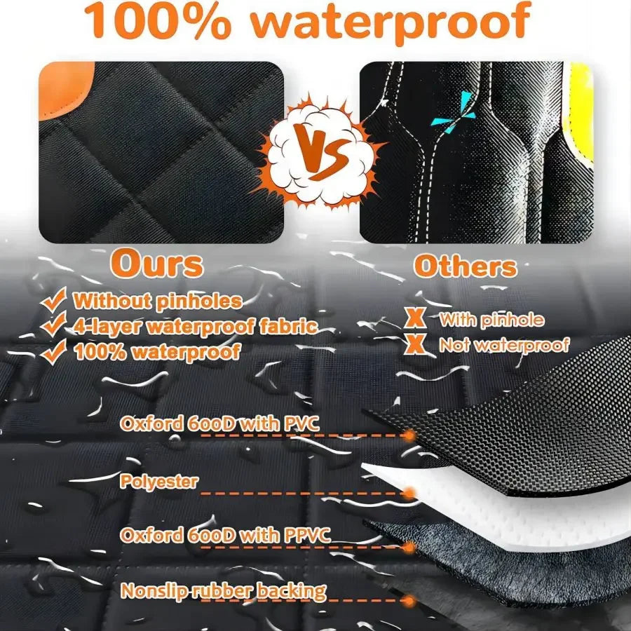 🐾 100% Waterproof Dog Car Seat Cover – Back Seat Hammock with Mesh Window & Side Zipper Protection