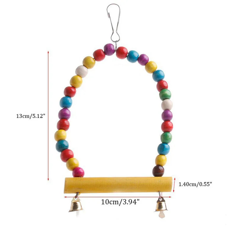 Parrot Hanging Swing Chain Toy with Bells – Bird Chew Ring Toy for Parakeets, Cockatiels, Budgies & More