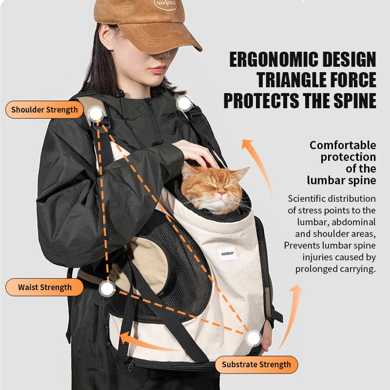 Pet Chest Backpack – Front Carrying Tote for Dogs & Cats, Breathable Outdoor Shoulder Bag, Portable Pet Travel Carrier