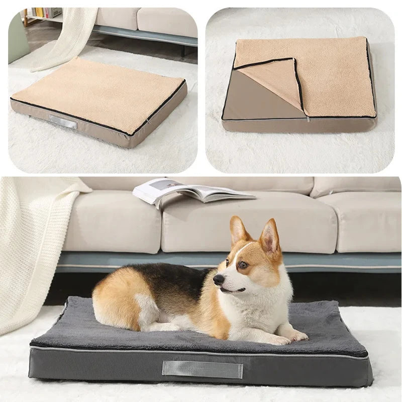 Large Elastic Sponge Dog Bed – All-Season Washable Pet Sofa Mat for Medium & Large Dogs, Cat Cushion Nest with Non-Slip Base