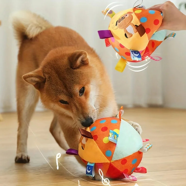 Interactive Ball Dog Toy with Plush Handle – Durable Chew Toy for Training & Stress Relief
