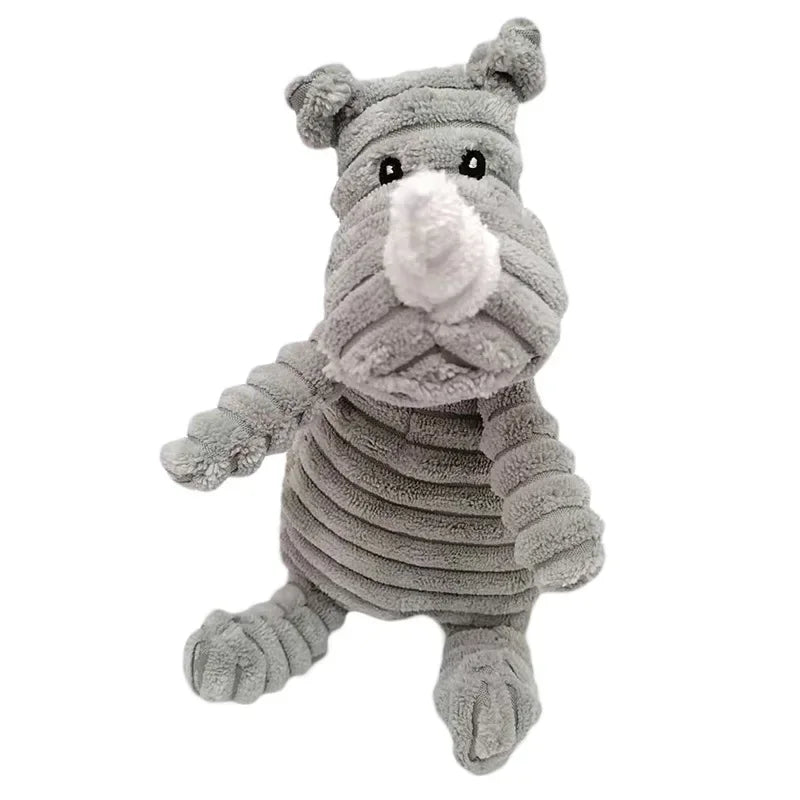 Plush Animal Squeaky Dog Toy – Bite Resistant Corduroy Chew Toy for Small & Large Dogs, Puppy Training Toy