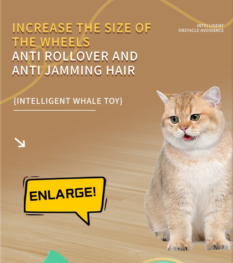Interactive Electric Whale Cat Toy – Automatic Teaser Car with Obstacle Avoidance for Kittens