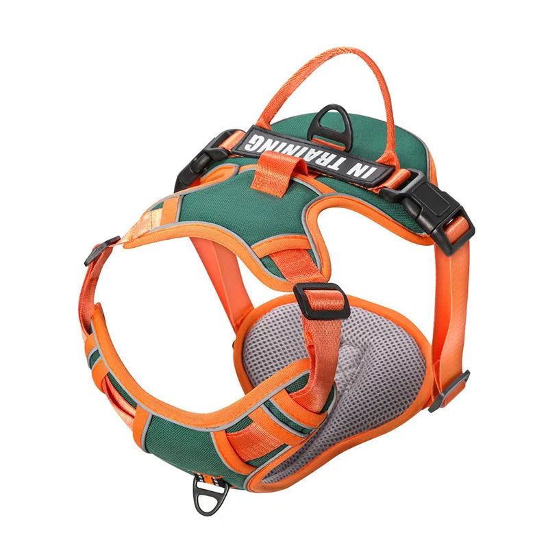 🐾 Personalized Nylon Adjustable Dog Harness – Reflective, Breathable Vest with Leash for Small, Medium & Large Dogs