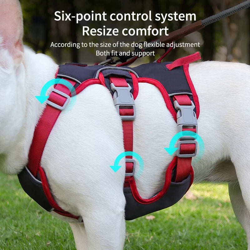 🐕 Adjustable Reflective Dog Harness – For Small to Large Dogs (French Bulldog, Husky & More) 🐾