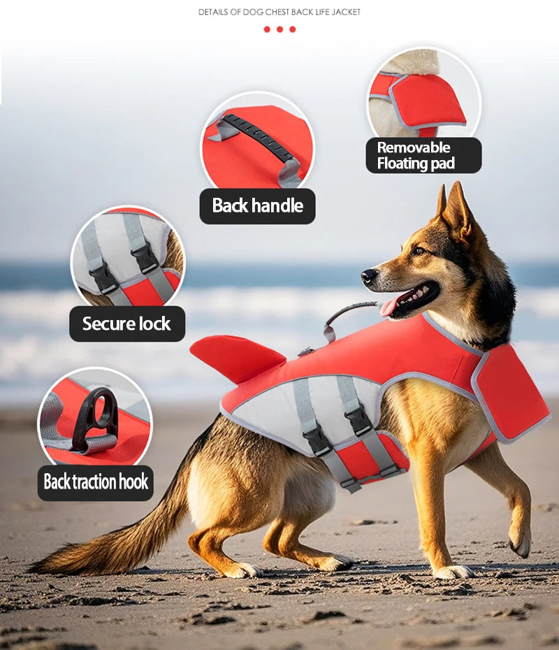 Dog Life Jacket – Safety Shark Fin Vest for Swimming 🦈🐶