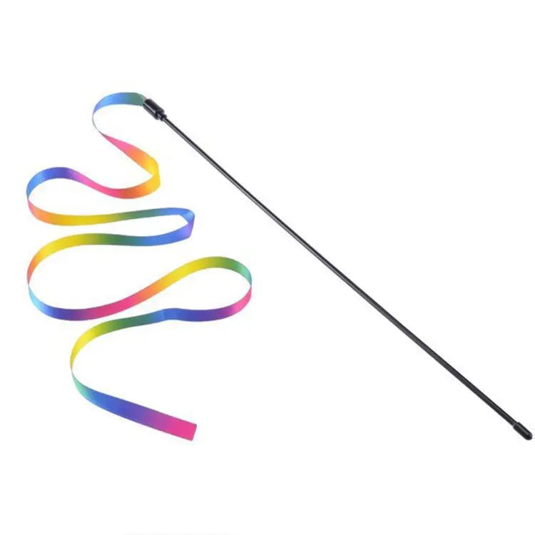 :  🌈 Pet Cat Teaser Wand – Rainbow Strip Interactive Toy