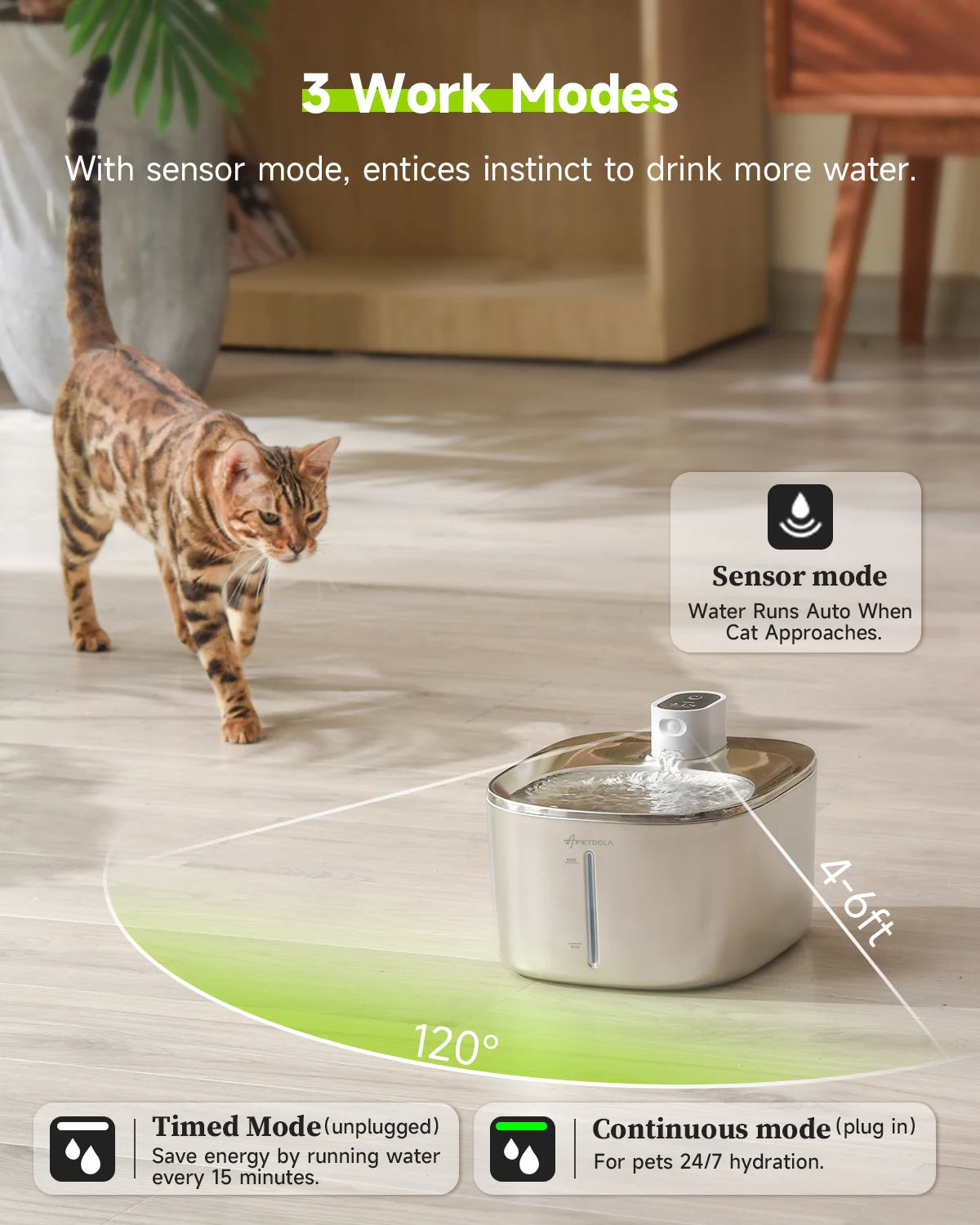 🐾 APETDOLA 4L Wireless Cat Water Fountain – Auto Sensor Pet Drinking Dispenser