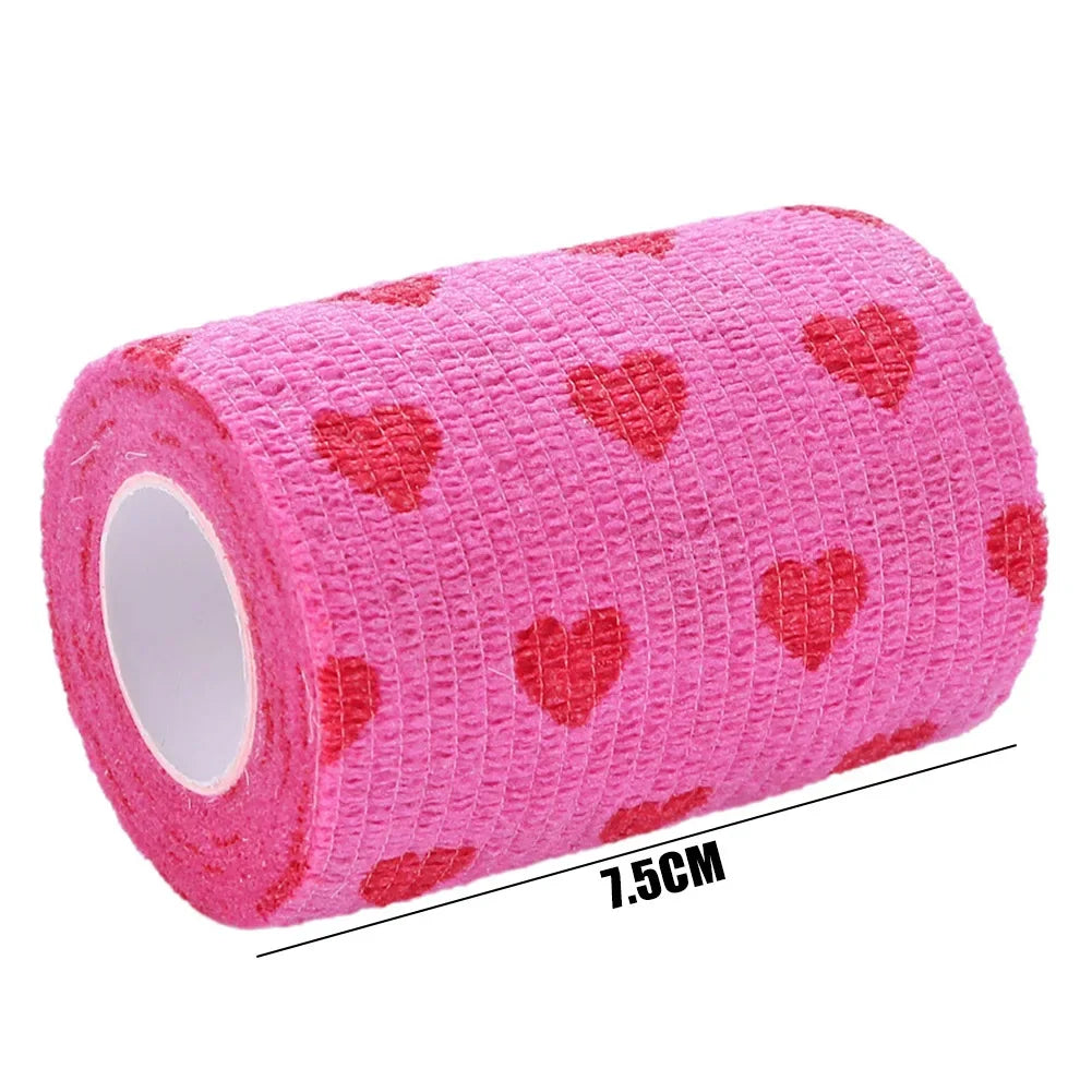 Rose Red Heart Pet Medical Bandage – Elastic First Aid Wrap for Dogs & Cats | Non-Woven Self-Adhesive Vet Tape