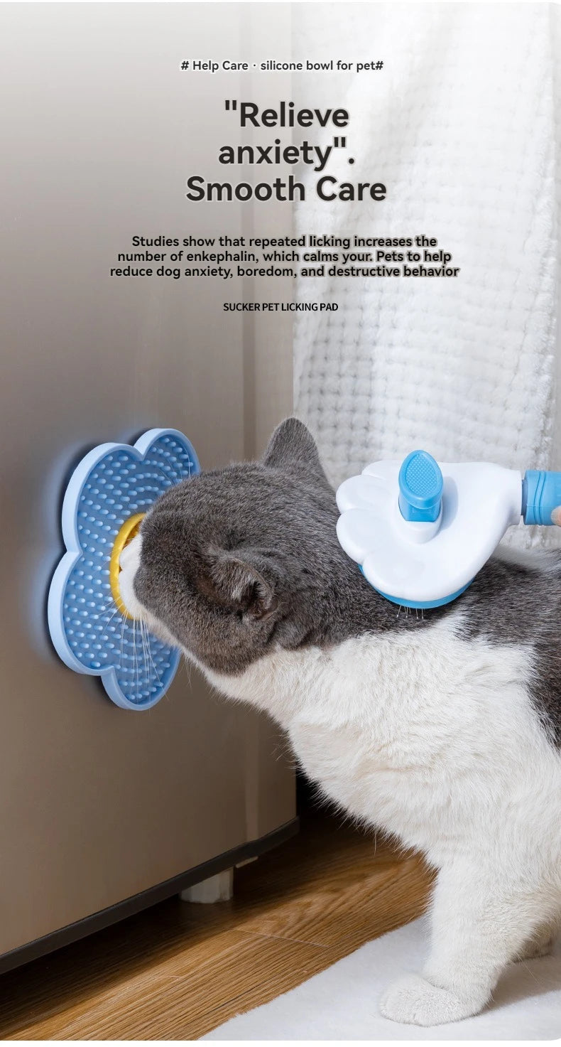 🌼 Pet Supplies Cat & Dog Licking Pad – Pentagram & Sunflower Silicone Slow Feeder Mat