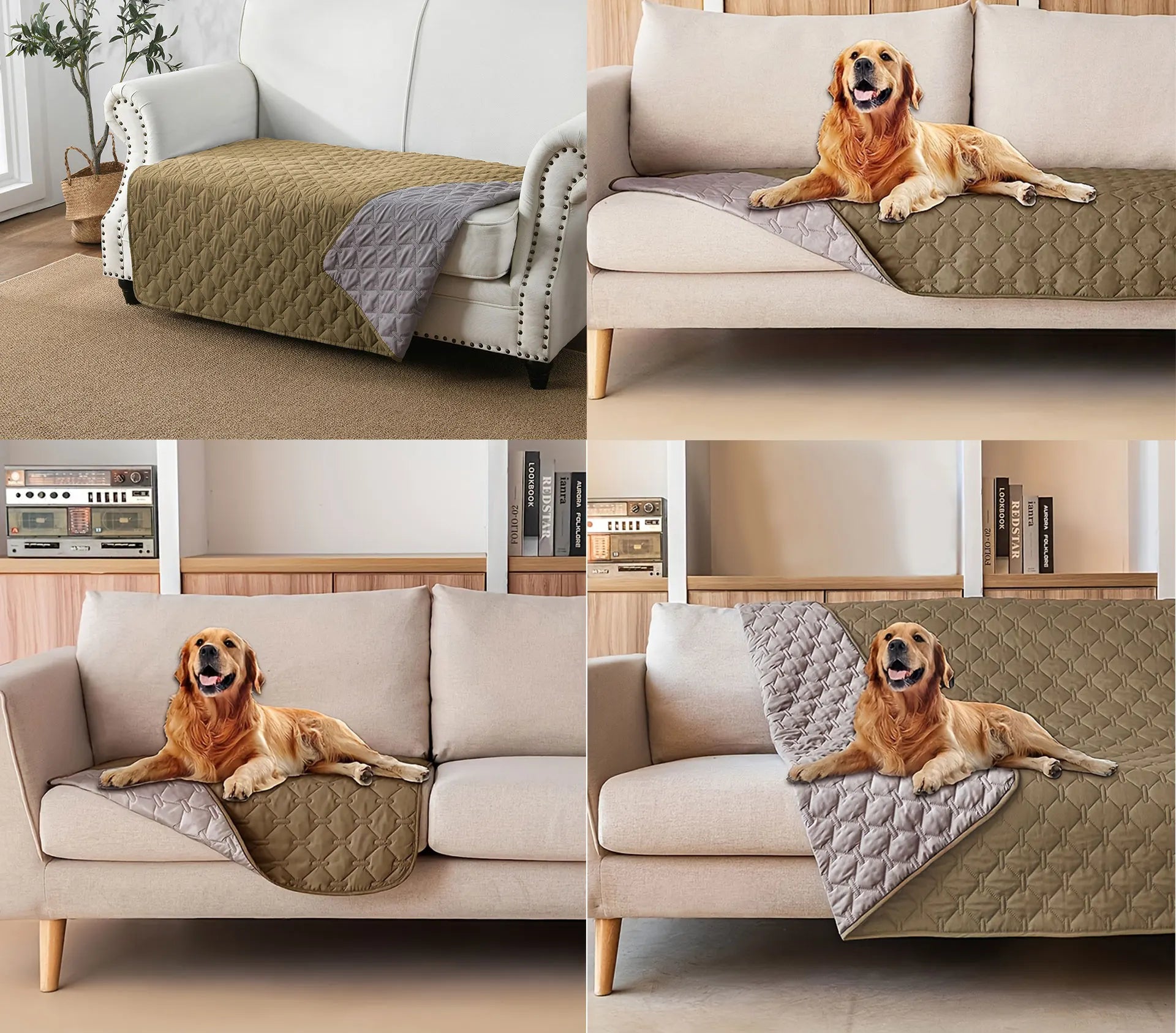 Double-Sided Reversible Dog Bed Cover – Waterproof Sofa & Furniture Protector Blanket for Pets & K