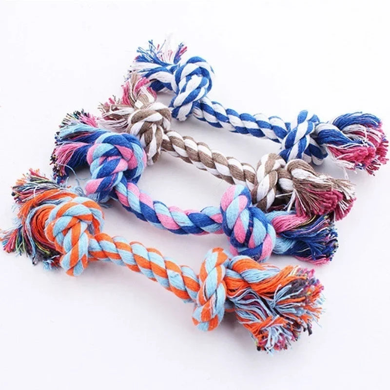 Colorful Double Knot Dog Toy – Durable Chew & Training 🐾🌈