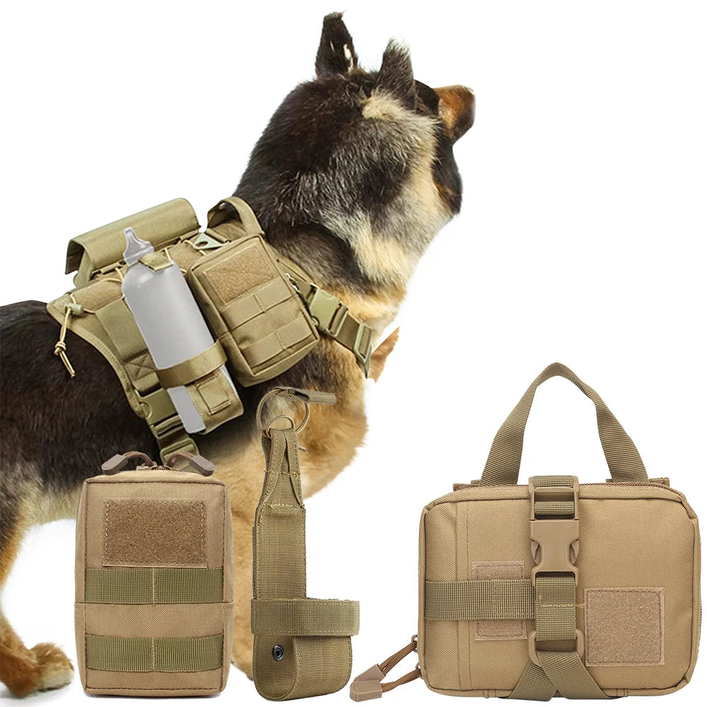 🎖️ 3Pcs Dog Tactical Molle Pouch Set – Military Training Bags for Harness & Belt Attachment