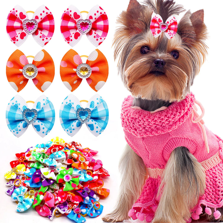 Dog Hair Bows 🎀 20pcs Summer Diamond Grooming Acce