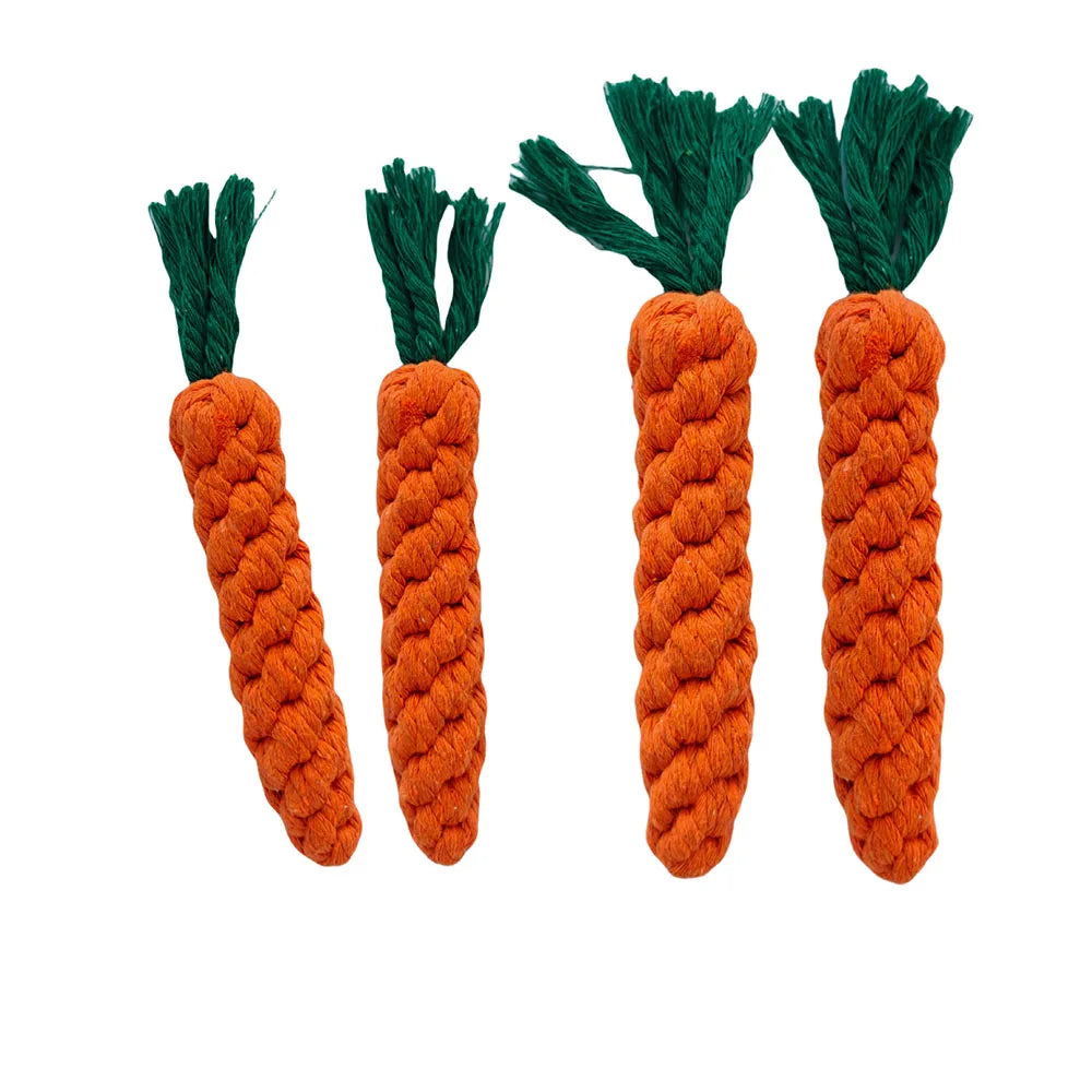 Carrot Dog Rope Toy – Durable Cotton Chew Toy for Puppies & Dogs, Teeth Cleaning Molar Toy