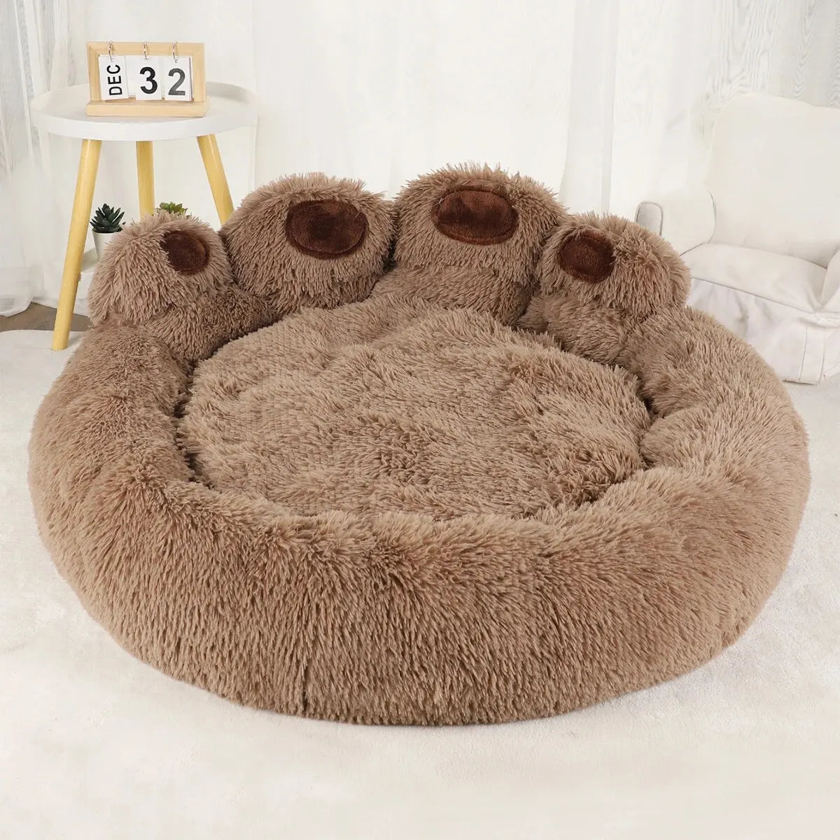 Cute Bear Paw Dog & Cat Bed – Soft Fluffy Pet Sofa Bed for Small to Large Pets