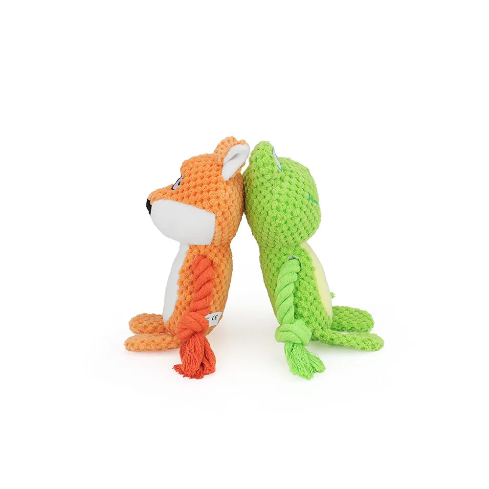 Animal Rope Plush Dog Toy – Rabbit & Monkey Squeaky Chew 🐾🧸