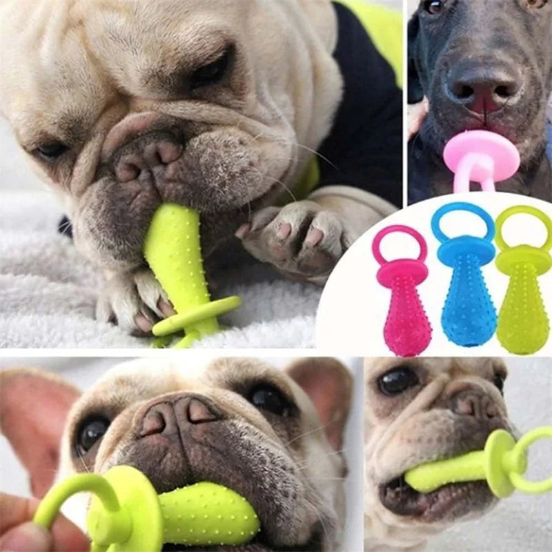 Pet Rubber Pacifier Dog Toy – Interactive Chew Toy for Puppies & Small Dogs, Elastic Rubber Soother for Teeth Cleaning & Play