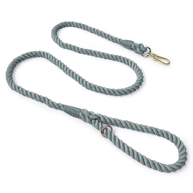 Hand-Woven Gradient Dog Leash – Multi-Function Cotton Rope Lead for Outdoor Walking & Training