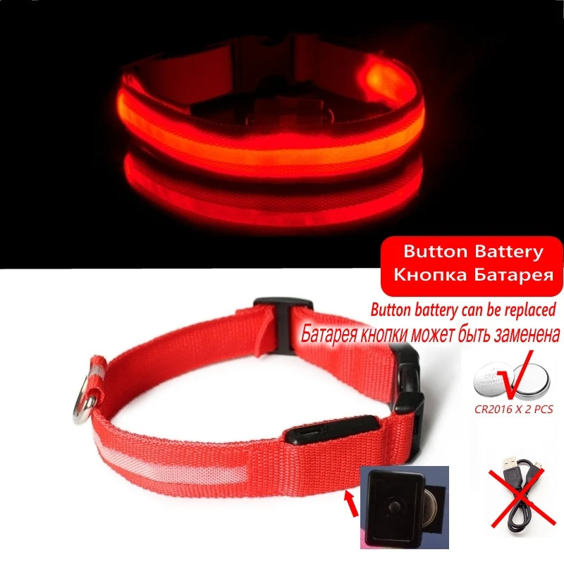 LED Dog Collar Light – USB Rechargeable/Battery Night Safety Glow Collar for Dogs & Puppies, Anti-Lost Pet Accessory