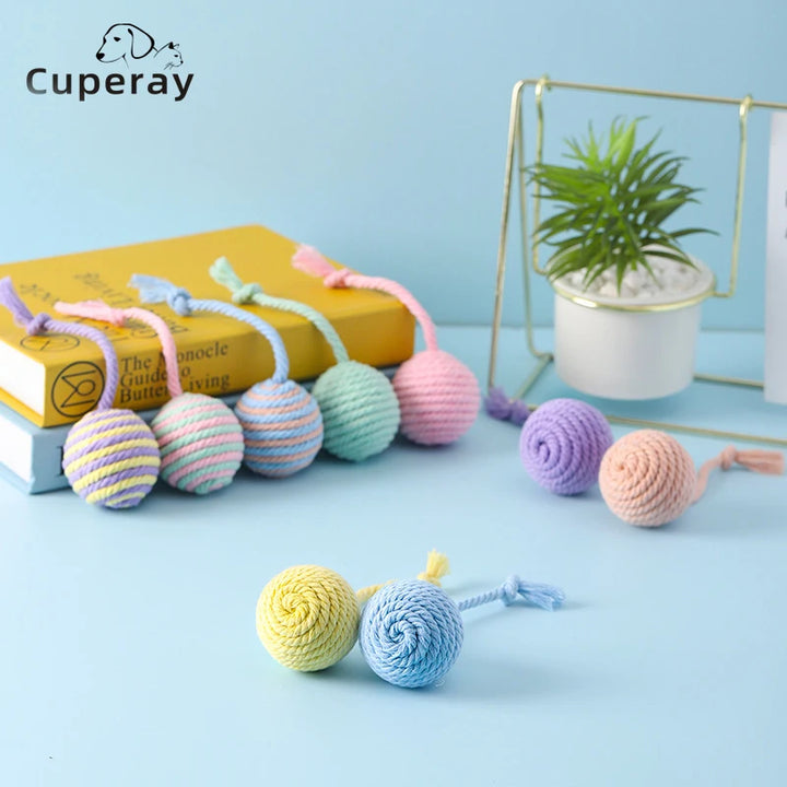 Colorful Cotton Rope Weave Ball – Interactive Teaser & Chew Toy for Cats & Dogs
