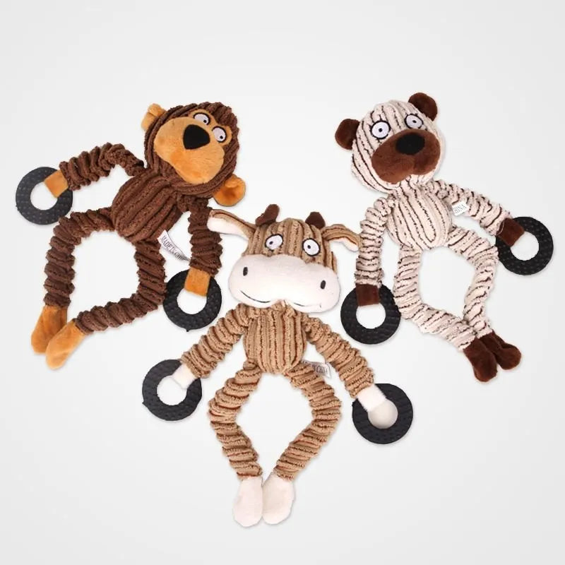 Animal Plush Squeaky Dog Toy – Cute Chew for Small Dogs 🐾🧸
