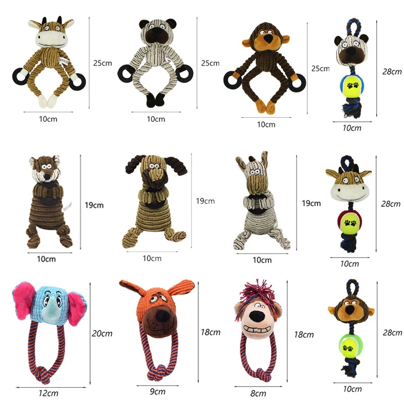 Animal Plush Squeaky Dog Toy – Cute Chew for Small Dogs 🐾🧸
