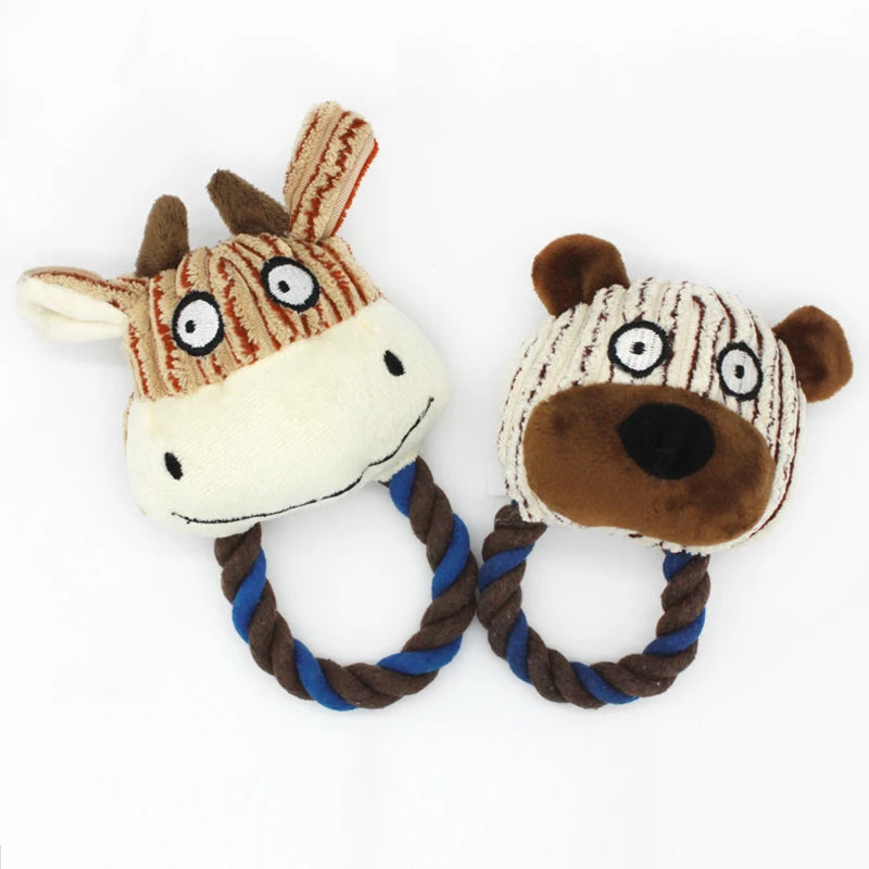 Animal Plush Squeaky Dog Toy – Cute Chew for Small Dogs 🐾🧸