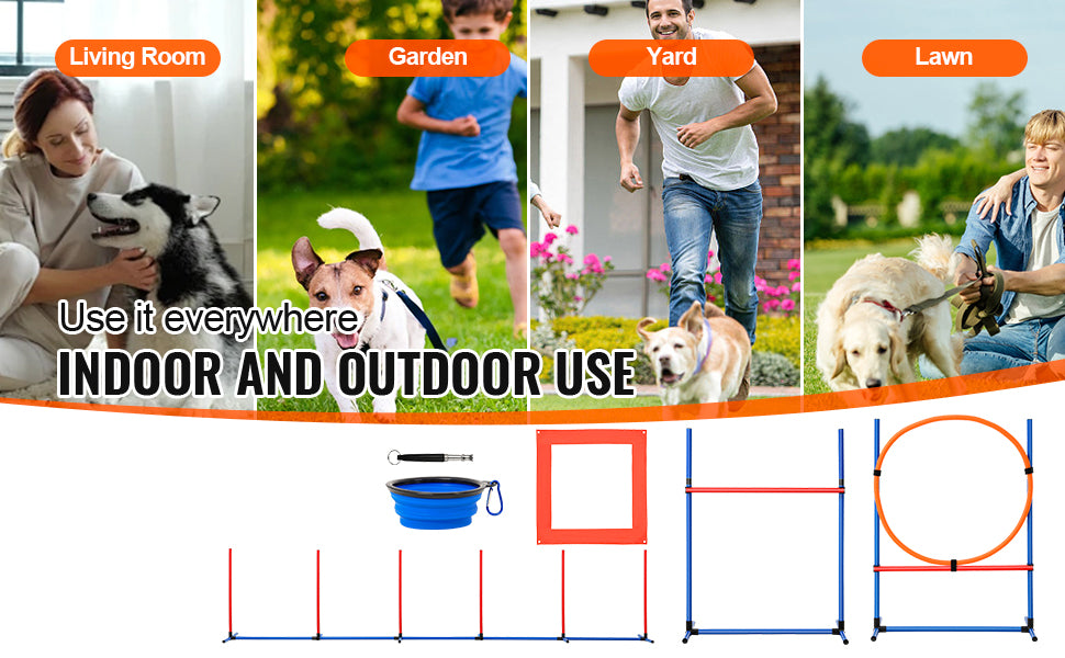 Dog Agility Training Set – 4 PCS Hurdles, Poles, Ring & Box 🐾🏃‍♂️
